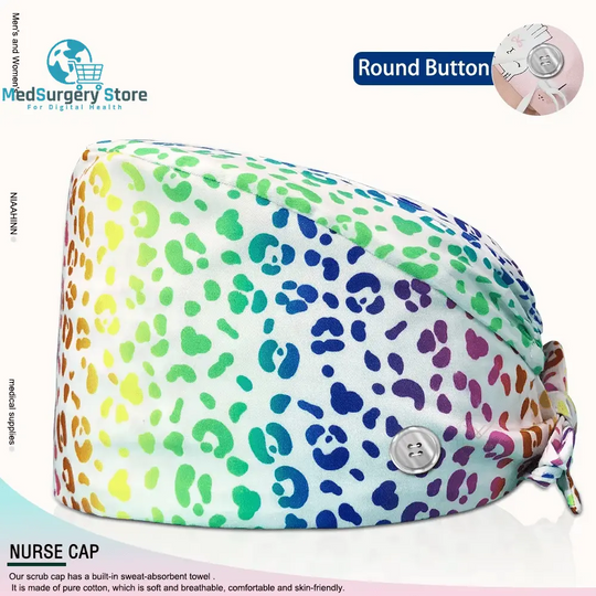 Großhandel Unisex Scrubs Kappe einstellbar Baumwolle Druck chirurgische Hüte Krankenschwester Uniform Zubehör Krankenhaus Beauty Store Arbeit Mützen