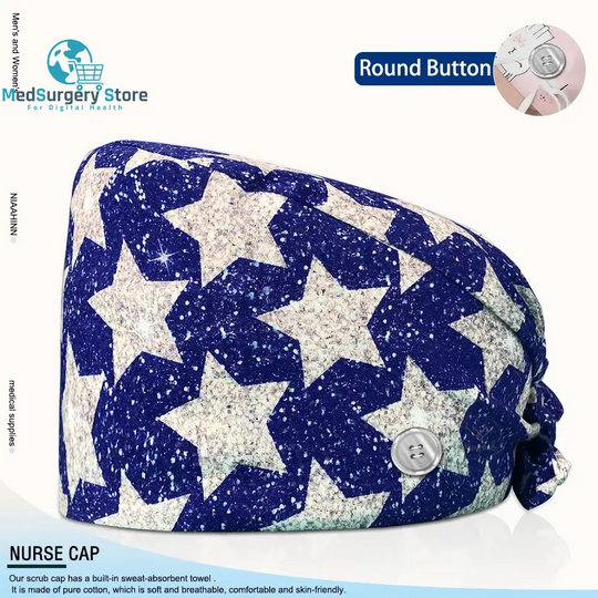 Großhandel Unisex Scrubs Kappe einstellbar Baumwolle Druck chirurgische Hüte Krankenschwester Uniform Zubehör Krankenhaus Beauty Store Arbeit Mützen