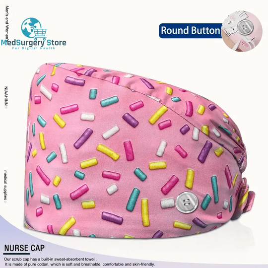 Großhandel Unisex Scrubs Kappe einstellbar Baumwolle Druck chirurgische Hüte Krankenschwester Uniform Zubehör Krankenhaus Beauty Store Arbeit Mützen