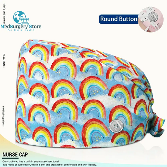 Großhandel Unisex Scrubs Kappe einstellbar Baumwolle Druck chirurgische Hüte Krankenschwester Uniform Zubehör Krankenhaus Beauty Store Arbeit Mützen