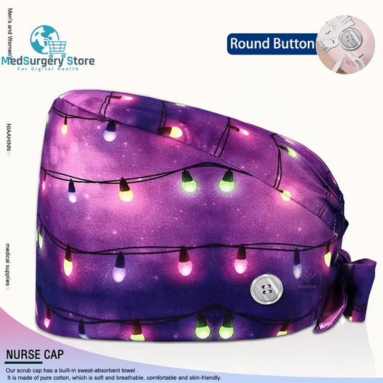 Großhandel Unisex Scrubs Kappe einstellbar Baumwolle Druck chirurgische Hüte Krankenschwester Uniform Zubehör Krankenhaus Beauty Store Arbeit Mützen