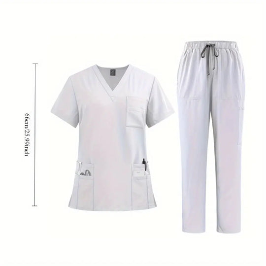 Women's Professional Medical Scrub Set - Comfort Fit, V - Neck Top mit Taschen & Straight Leg Pants für Ärzte und Krankenschwesterndsers - fulfillment - serviceMedSurgery Store For Digital Health601099614988804 - Black - SBlackSWomen's Professional Medical Scrub Set - Comfort Fit, V - Neck Top mit Taschen & Straight Leg Pants für Ärzte und Krankenschwestern