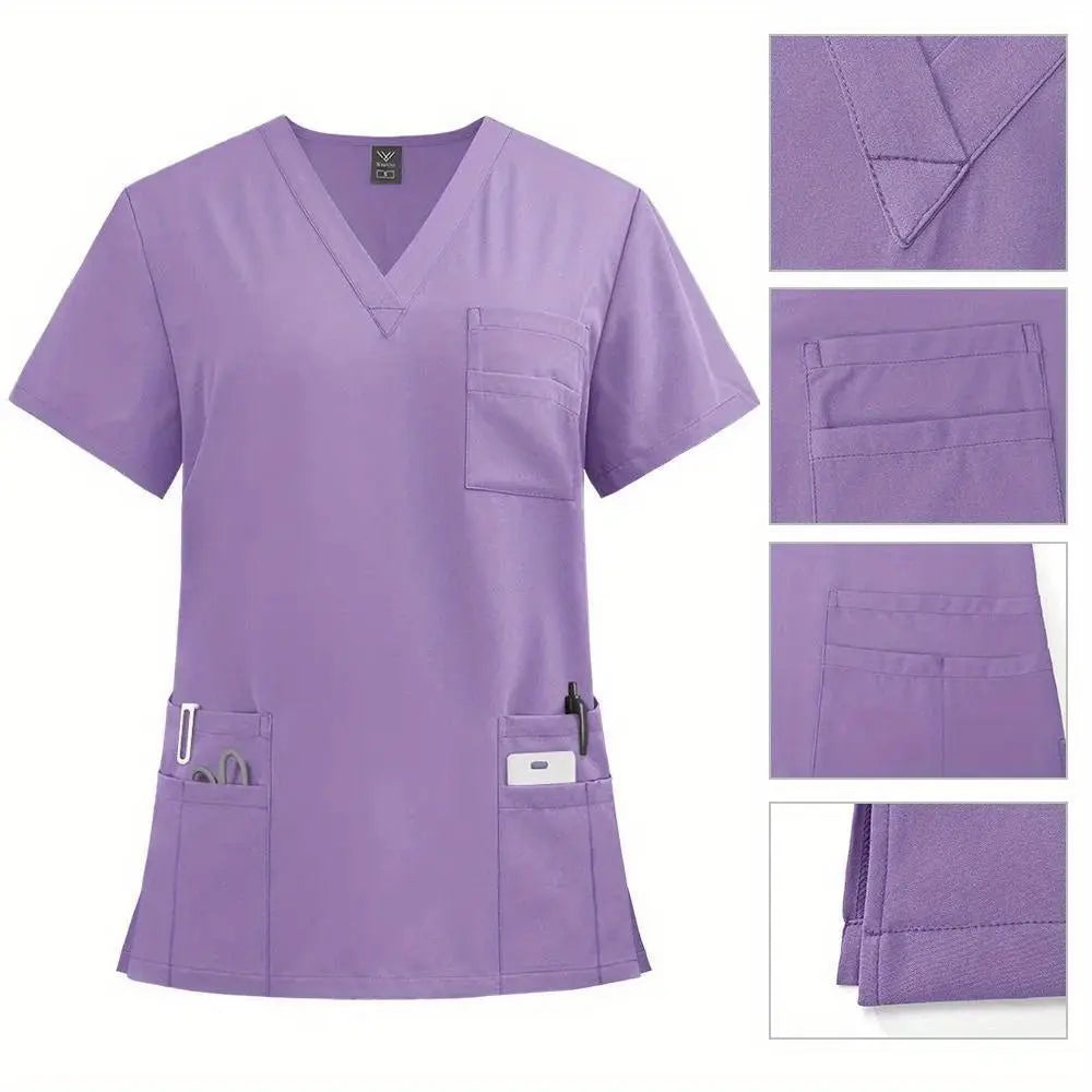 Women's Professional Medical Scrub Set - Comfort Fit, V - Neck Top mit Taschen & Straight Leg Pants für Ärzte und Krankenschwesterndsers - fulfillment - serviceMedSurgery Store For Digital Health601099614988804 - Black - SBlackSWomen's Professional Medical Scrub Set - Comfort Fit, V - Neck Top mit Taschen & Straight Leg Pants für Ärzte und Krankenschwestern