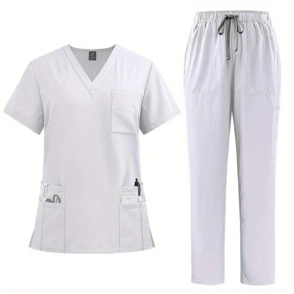 Women's Professional Medical Scrub Set - Comfort Fit, V - Neck Top mit Taschen & Straight Leg Pants für Ärzte und Krankenschwesterndsers - fulfillment - serviceMedSurgery Store For Digital Health601099614988804 - Black - SBlackSWomen's Professional Medical Scrub Set - Comfort Fit, V - Neck Top mit Taschen & Straight Leg Pants für Ärzte und Krankenschwestern