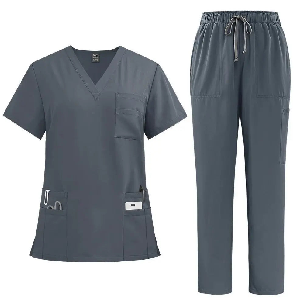 Women's Professional Medical Scrub Set - Comfort Fit, V - Neck Top mit Taschen & Straight Leg Pants für Ärzte und Krankenschwesterndsers - fulfillment - serviceMedSurgery Store For Digital Health601099614988804 - Black - SBlackSWomen's Professional Medical Scrub Set - Comfort Fit, V - Neck Top mit Taschen & Straight Leg Pants für Ärzte und Krankenschwestern