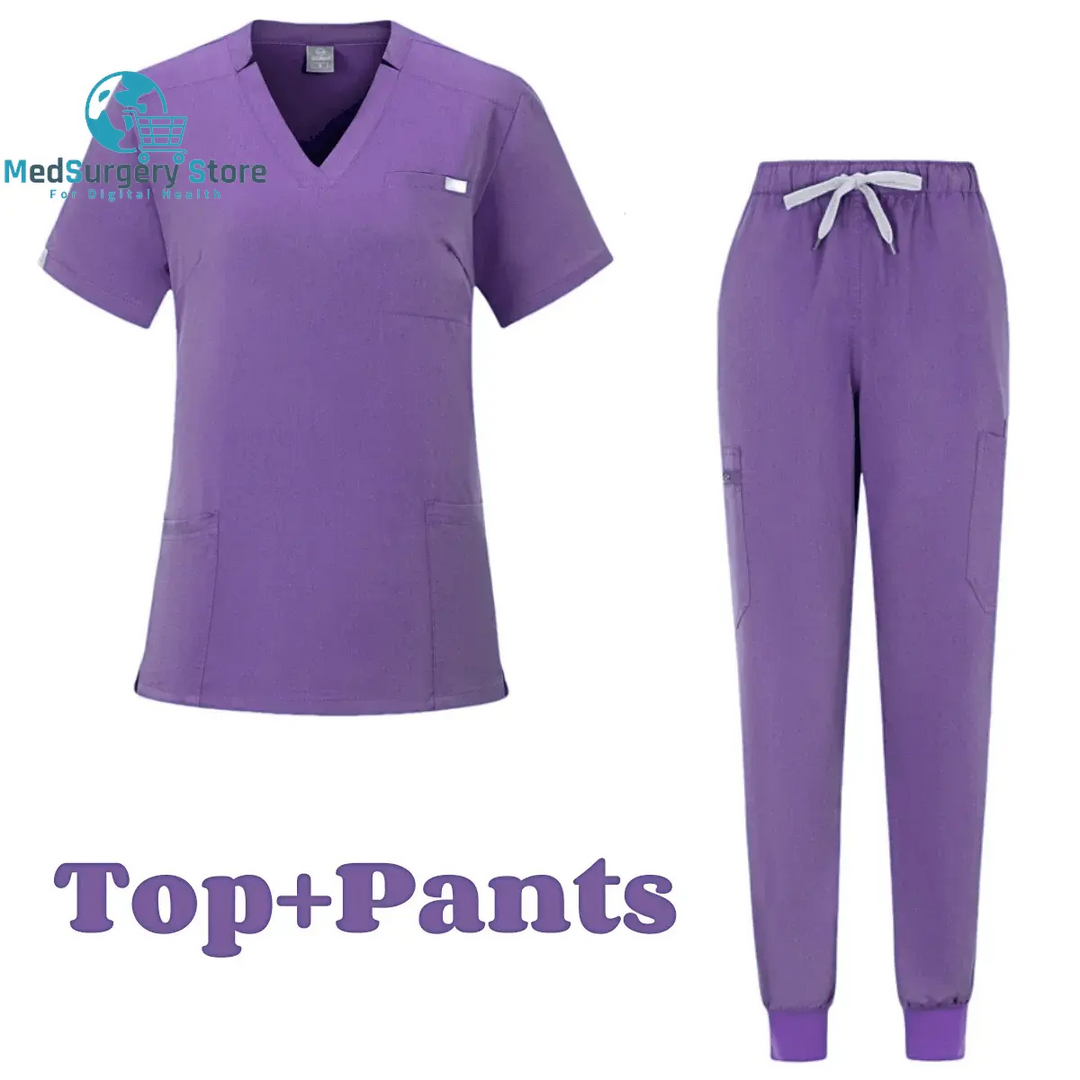 Kurze Ärmel Arzt Zubehör Krankenhaus Stilvolle Weibliche Frauen Stretch Medizinische Scrubs Krankenschwester Uniform Medicals Spa Frauen Uniformen