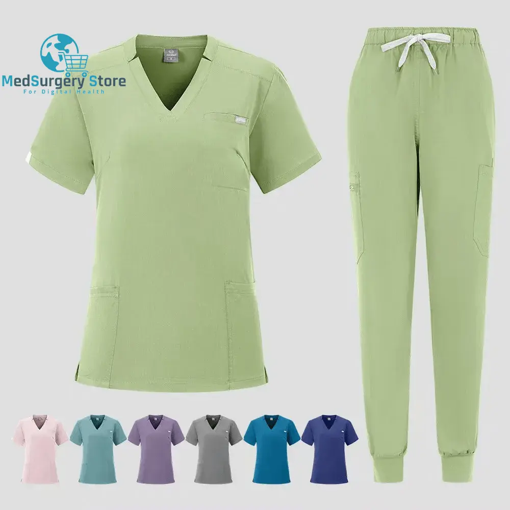 Kurze Ärmel Arzt Zubehör Krankenhaus Stilvolle Weibliche Frauen Stretch Medizinische Scrubs Krankenschwester Uniform Medicals Spa Frauen Uniformen
