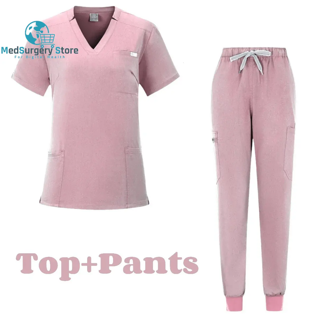Kurze Ärmel Arzt Zubehör Krankenhaus Stilvolle Weibliche Frauen Stretch Medizinische Scrubs Krankenschwester Uniform Medicals Spa Frauen Uniformen
