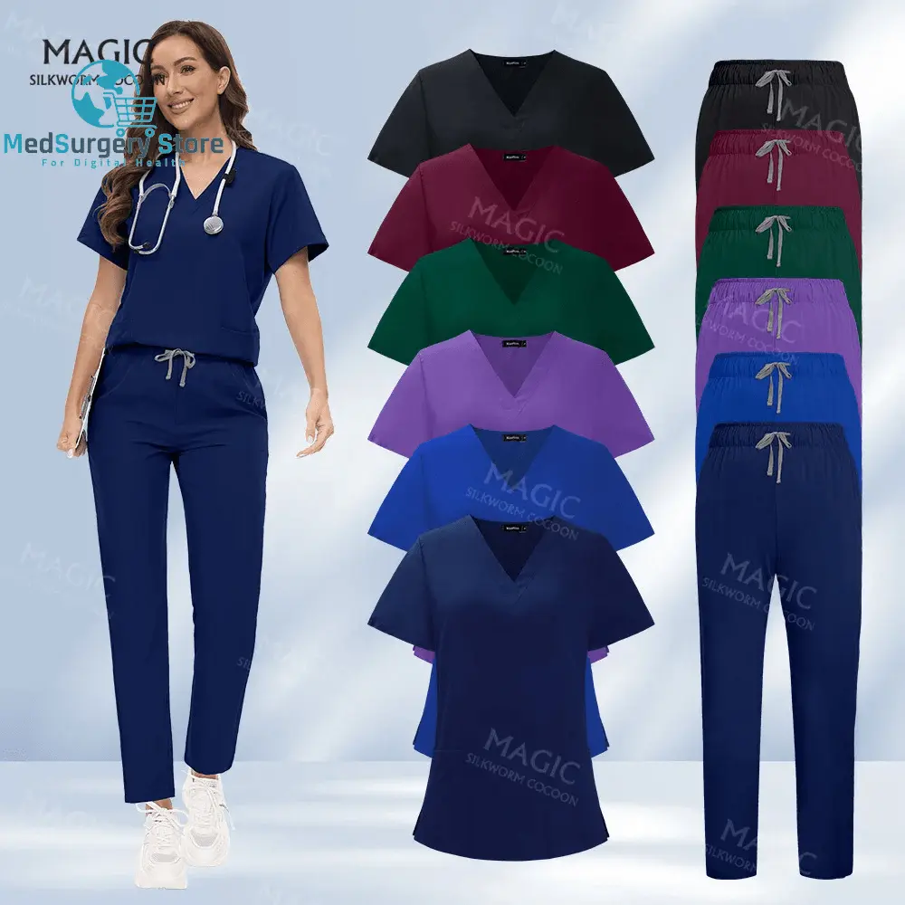 Krankenhaus Chirurgische Kleidung Medizinische Uniform Frauen Scrub Set Arzt Krankenschwester Zubehör Zahnklinik Scrub Set Schönheitssalon Arbeitskleidung