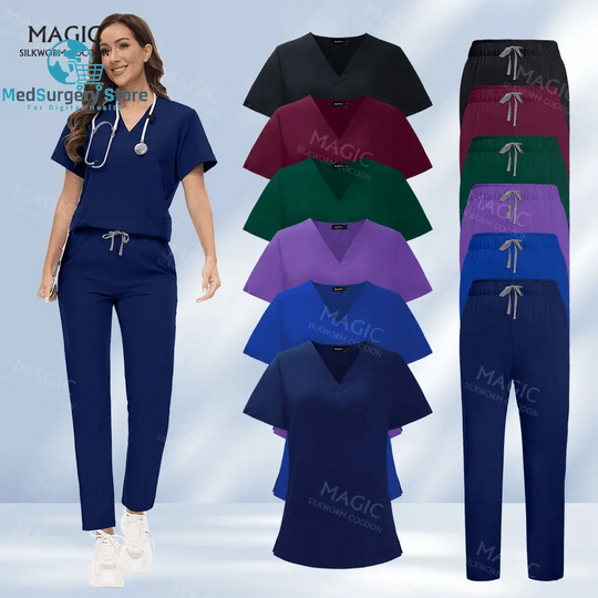 Krankenhaus Chirurgische Kleidung Medizinische Uniform Frauen Scrub Set Arzt Krankenschwester Zubehör Zahnklinik Scrub Set Schönheitssalon Arbeitskleidung